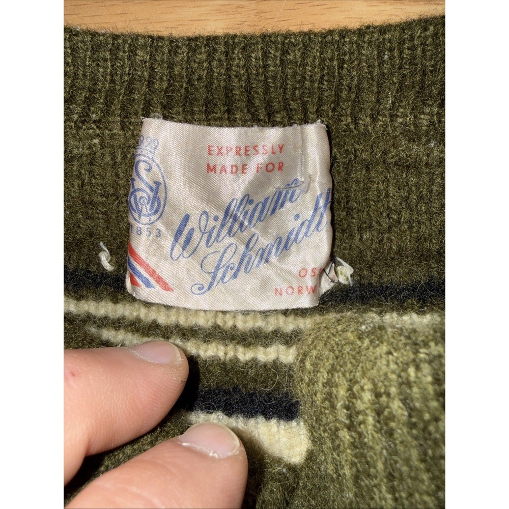 Vintage William Schmidt Olive Green Wool Cardigan Clasp Closure Women's Small - Picture 5 of 9